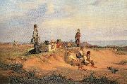 Michael Ancher maend af skagen en sommeraften i godt vejr oil painting artist